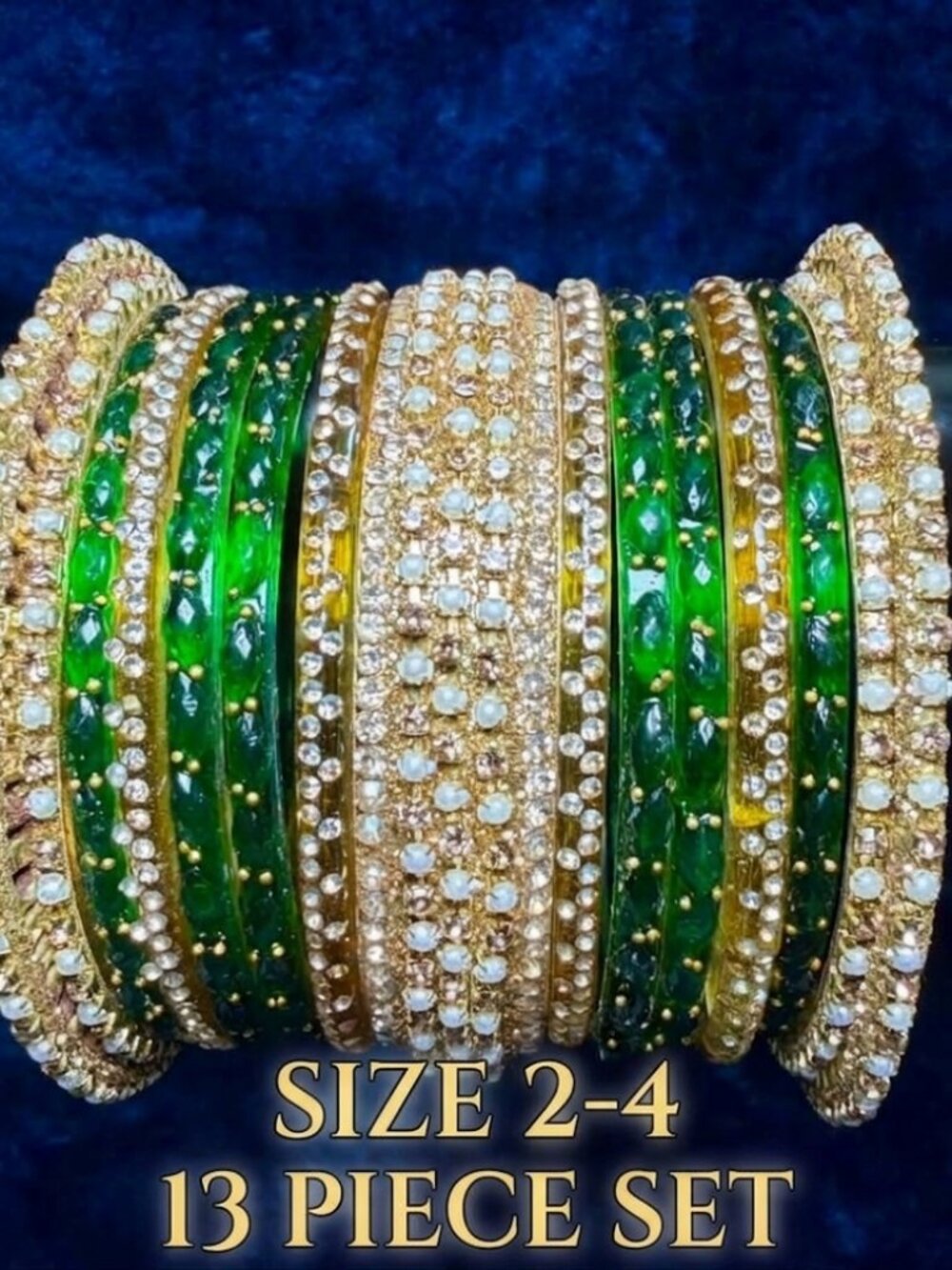 Traditional Rhinestone Bangle Set for Women - Ethnic Stackable Bridal Bracelets